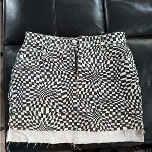 Vici Black and White Checkered Mini Skirt